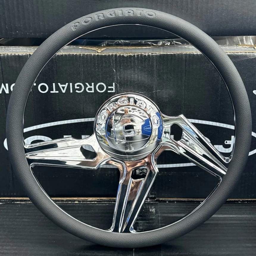 Forgiato-Fessuri-chrome-half-cut-steering-wheel Forgiato Fessuri Chrome Half Cut Steering Wheel - Image 1