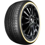 225/60R16 102H XL Vogue Custom Built Radial White/Gold Tire — Used | Iconic Gold Stripe Whitewall
