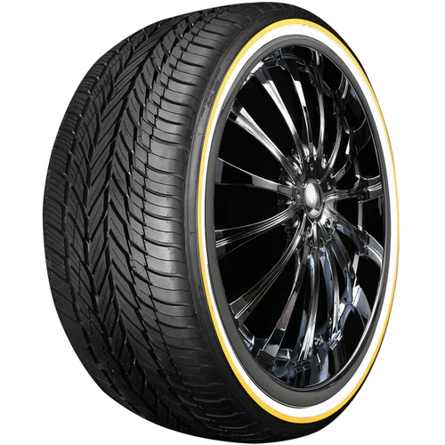 Vogue-Tyre-Custom-Built-Radial-VIII 225/60R16 102H XL Vogue Custom Built Radial White/Gold Tire — Used | Iconic Gold Stripe Whitewall - Image 1