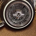 13×7″ Chrome Wire Wheels 100 Spoke Reverse + 155/80R13 Buffed Whitewall Tires | Set of 4