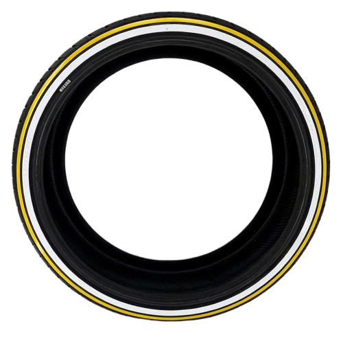 phototune.ai_1786816849-removebg-preview-1 245/30R22 Custom True Whitewall & Yellow Stripe Tire – Vulcanized, Not Painted | Handmade in USA | Single or Set of 4 - Image 1