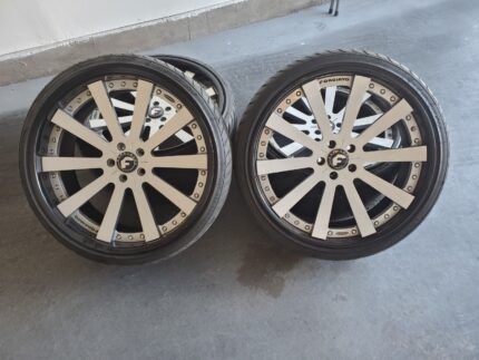 22″ Forgiato Concavo Silver & Black Forged Wheels & Tires Mercedes-Benz 5×112 Staggered Set of 4