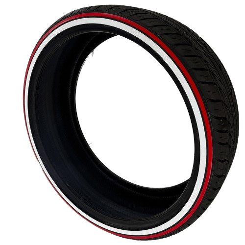 wmremove-transformed-removebg-preview-1 225/60R16 Red Stripe Whitewall Tire Custom Handmade in USA | Single - Image 1
