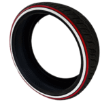 195/65R15 True Whitewall & Red Stripe Tire – Custom Handmade Radial (Single Tire)